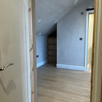 a sliding door in a room